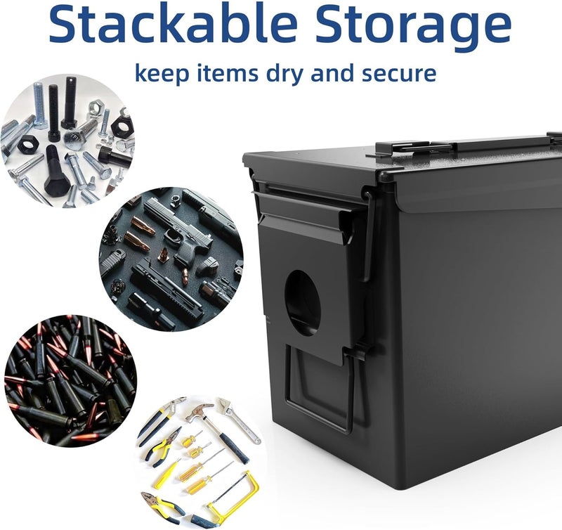 Patron 30 & 50 Cal Ammo Can Metal Ammo Box Storage Crate Case for Shotgun Bullet Rifle Ammunition Waterproof (Black or Green) - Image 4